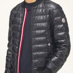 Moncler Perouges Tricolore Zip Down Bomber - Size Small Black